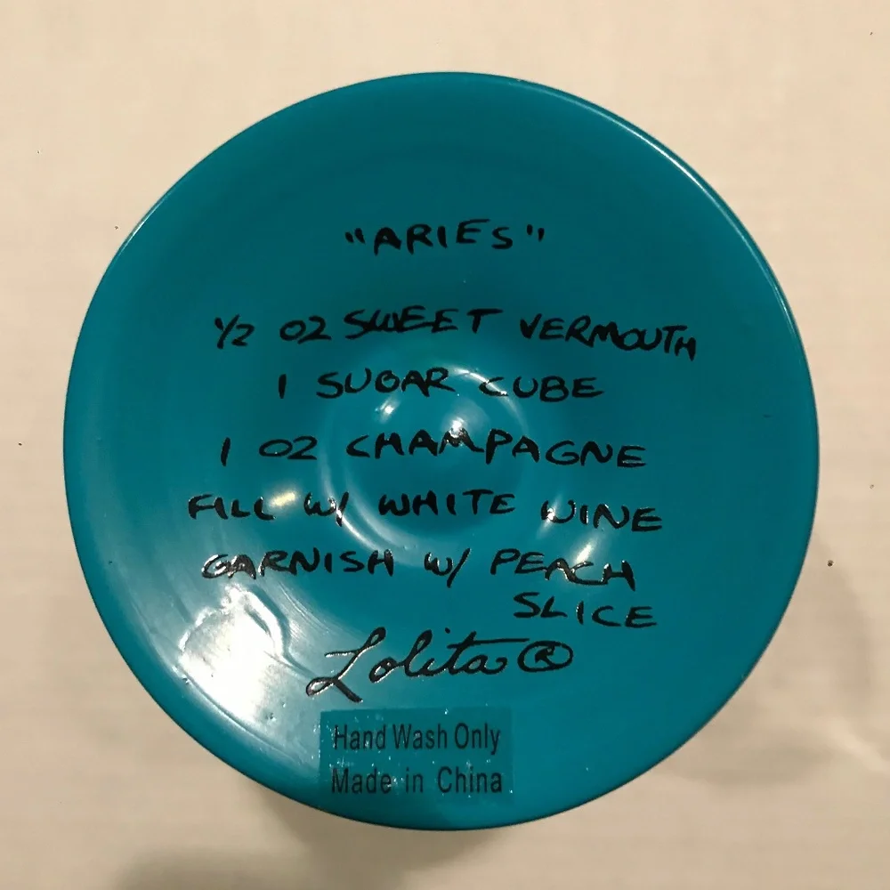 Lolita Hand Painted Wine Glass - Aries -Love My Sign 15 Oz.